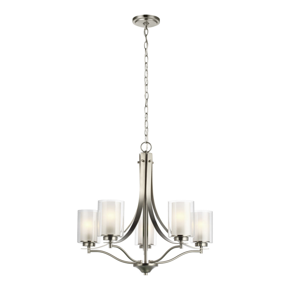 Generation Lighting Canada - Five Light Chandelier - Elmwood Park - Brushed Nickel- Union Lighting Luminaires Decor