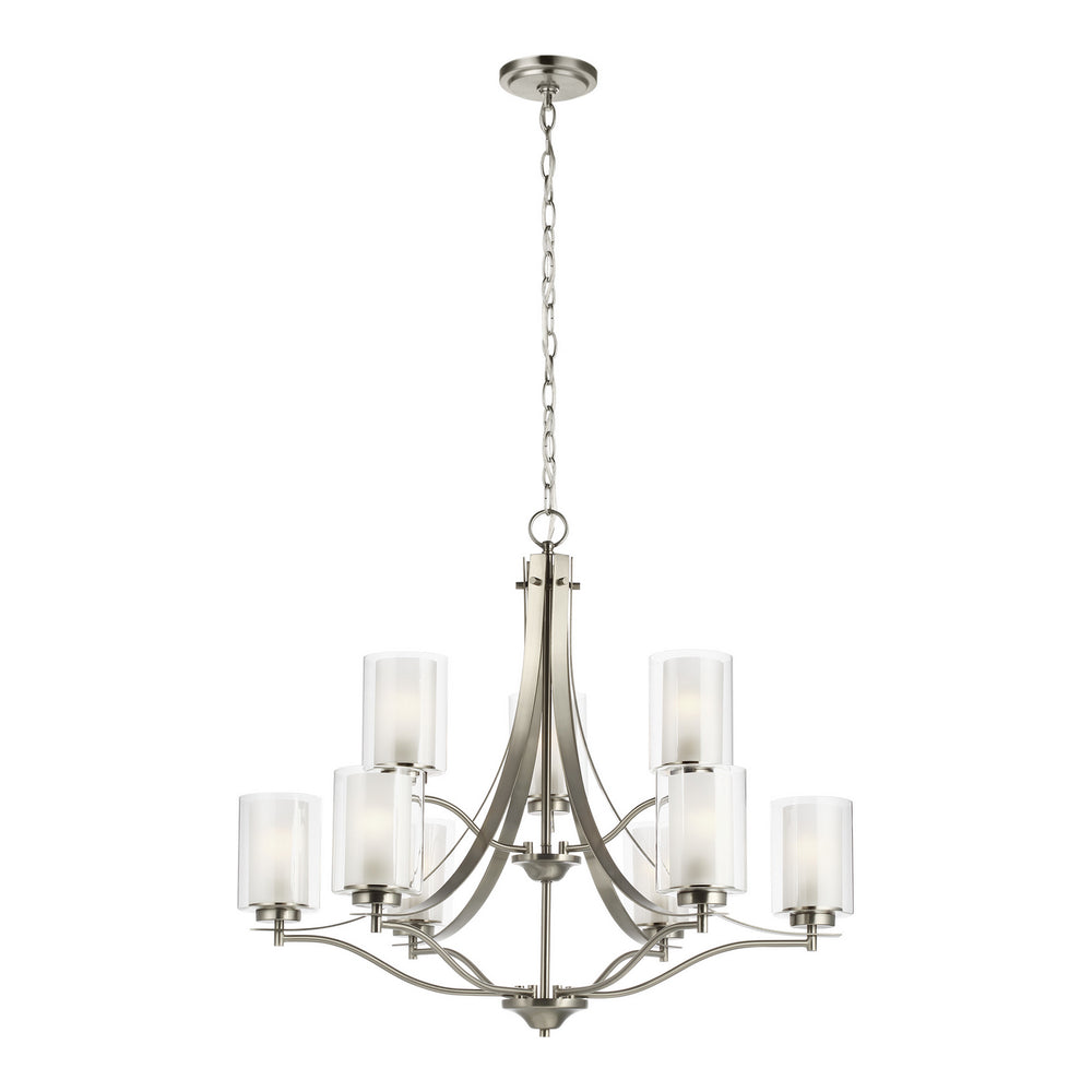 Generation Lighting Canada - Nine Light Chandelier - Elmwood Park - Brushed Nickel- Union Lighting Luminaires Decor
