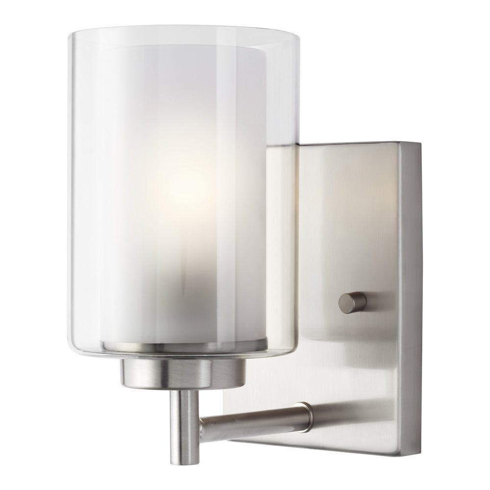 Generation Lighting Canada - One Light Wall / Bath Sconce - Elmwood Park - Brushed Nickel- Union Lighting Luminaires Decor