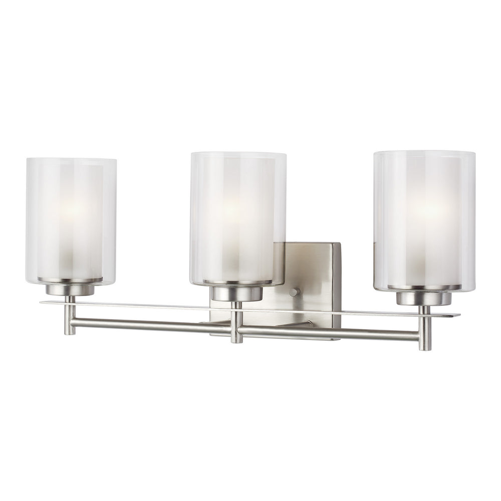 Generation Lighting Canada - Three Light Wall / Bath - Elmwood Park - Brushed Nickel- Union Lighting Luminaires Decor