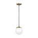 Visual Comfort Studio Canada - One Light Pendant - Leo - Hanging Globe - Satin Brass- Union Lighting Luminaires Decor