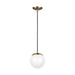 Visual Comfort Studio Canada - LED Pendant - Leo - Hanging Globe - Satin Brass- Union Lighting Luminaires Decor