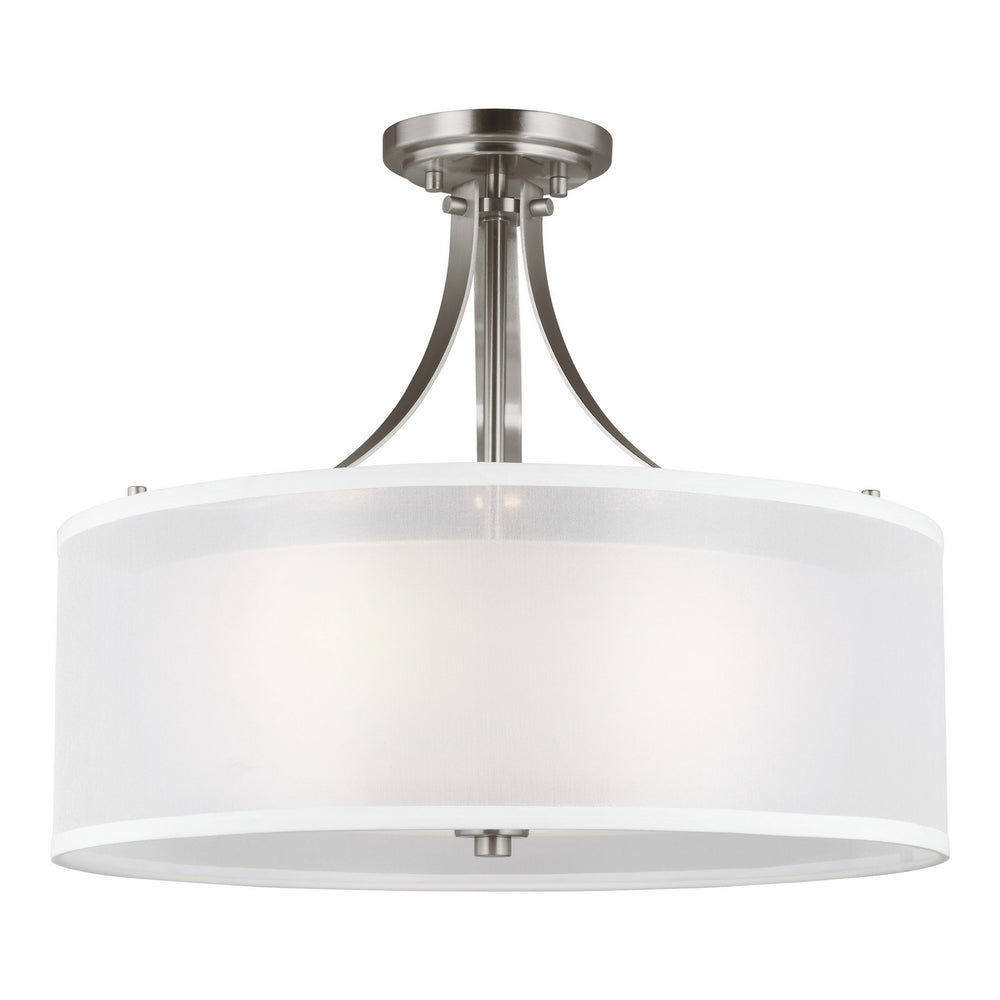 Generation Lighting Canada - Three Light Semi-Flush Mount - Elmwood Park - Brushed Nickel- Union Lighting Luminaires Decor