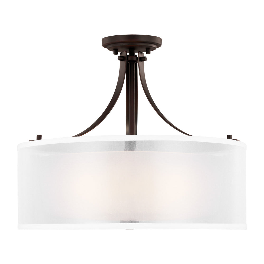 Generation Lighting Canada - Three Light Semi-Flush Mount - Elmwood Park - Bronze- Union Lighting Luminaires Decor