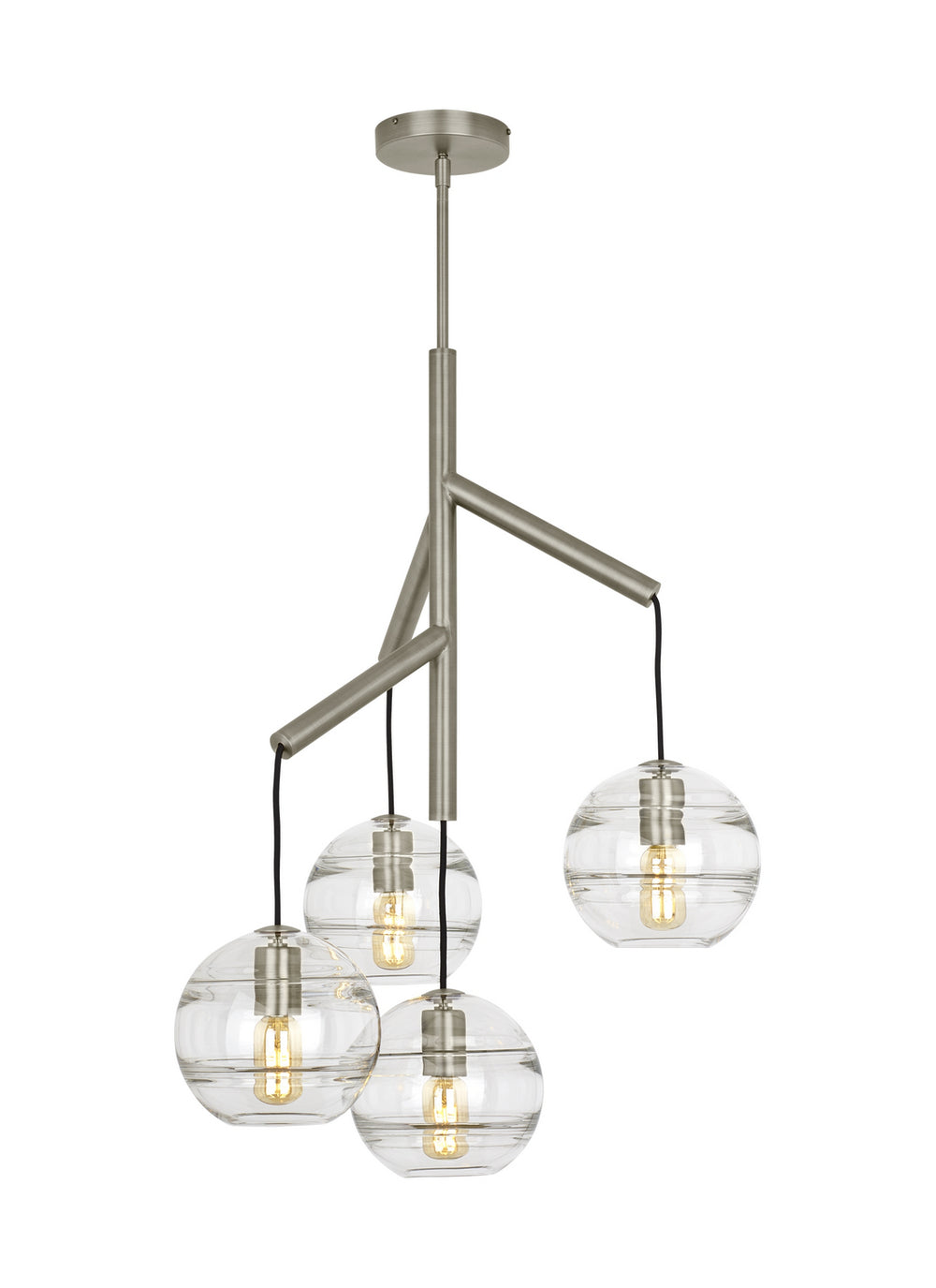 Visual Comfort Modern - Four Light Chandelier - Sedona - Satin Nickel- Union Lighting Luminaires Decor