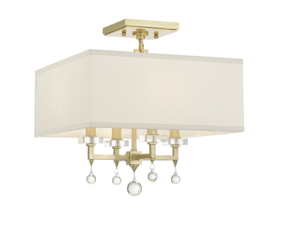 Crystorama - Four Light Semi Flush Mount - Paxton - Aged Brass- Union Lighting Luminaires Decor