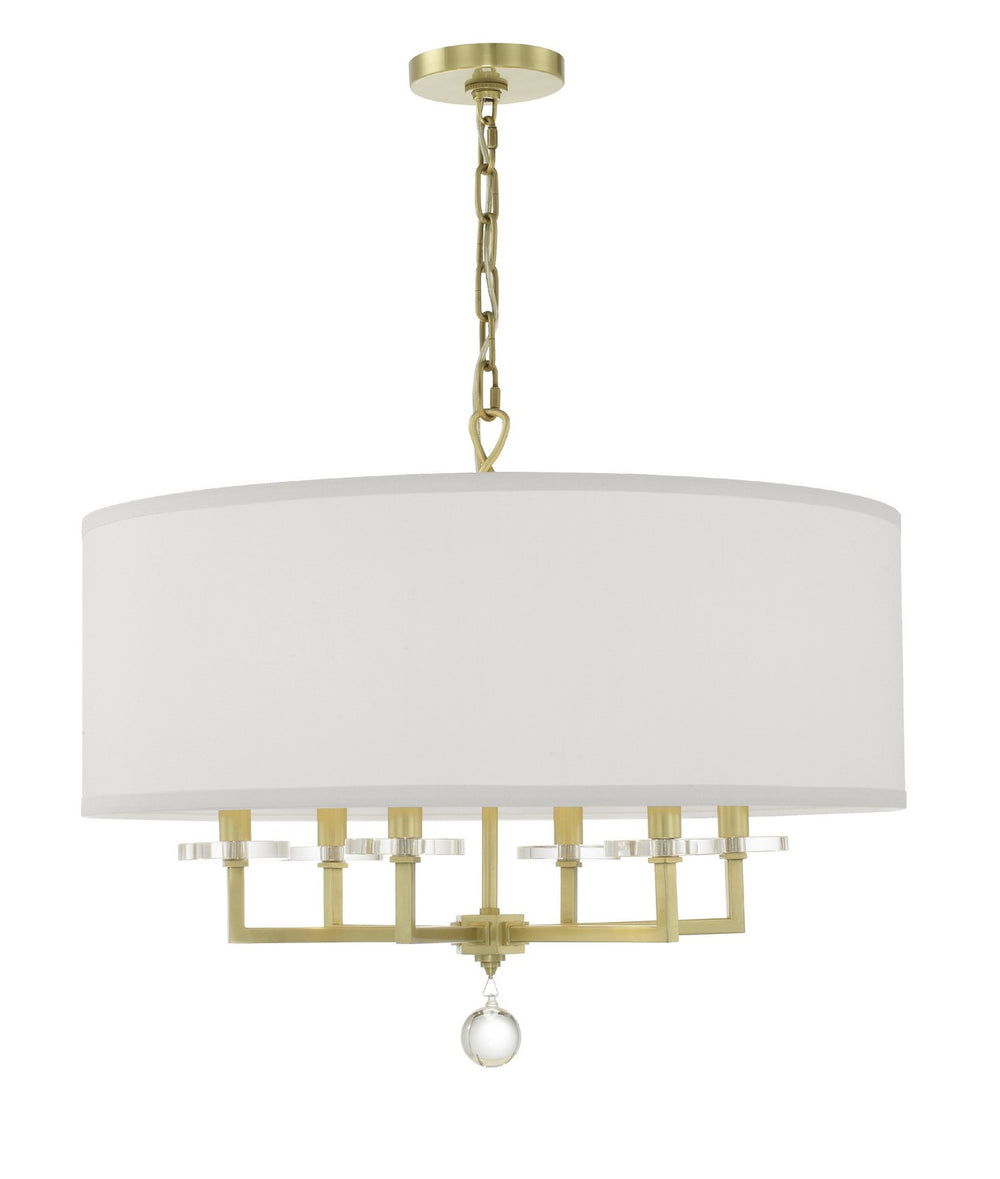 Crystorama - Six Light Chandelier - Paxton - Aged Brass- Union Lighting Luminaires Decor