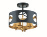 Crystorama - Four Light Semi Flush Mount - Odelle - Black + Antique Gold- Union Lighting Luminaires Decor