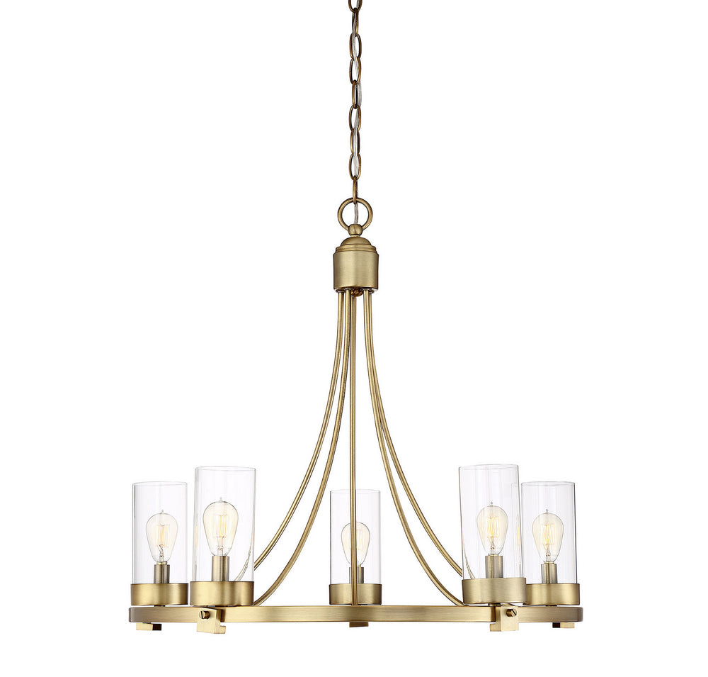 Meridian - Five Light Chandelier - Mchan - Natural Brass- Union Lighting Luminaires Decor