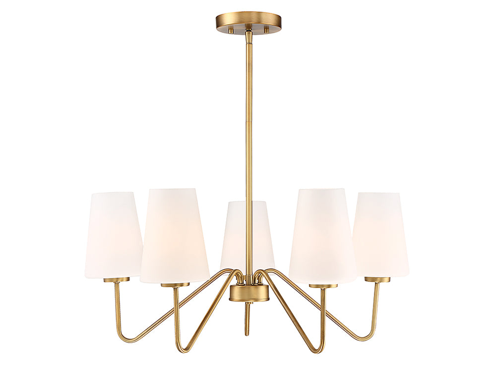 Meridian - Five Light Chandelier - Mchan - Natural Brass- Union Lighting Luminaires Decor