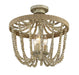 Meridian - Three Light Semi-Flush Mount - Msemi - Natural Wood with Rope- Union Lighting Luminaires Decor