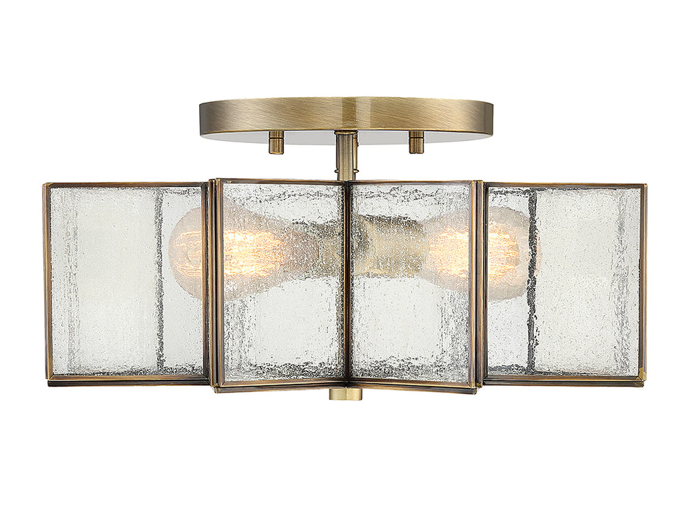 Meridian - Two Light Semi-Flush Mount - Msemi - Natural Brass- Union Lighting Luminaires Decor