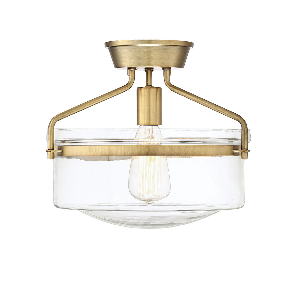 Meridian - One Light Semi-Flush Mount - Msemi - Natural Brass- Union Lighting Luminaires Decor