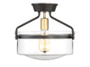 Meridian - One Light Semi-Flush Mount - Msemi - Oil Rubbed Bronze with Natural Brass- Union Lighting Luminaires Decor