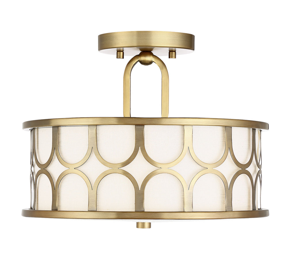 Meridian - Two Light Semi-Flush Mount - Msemi - Natural Brass- Union Lighting Luminaires Decor