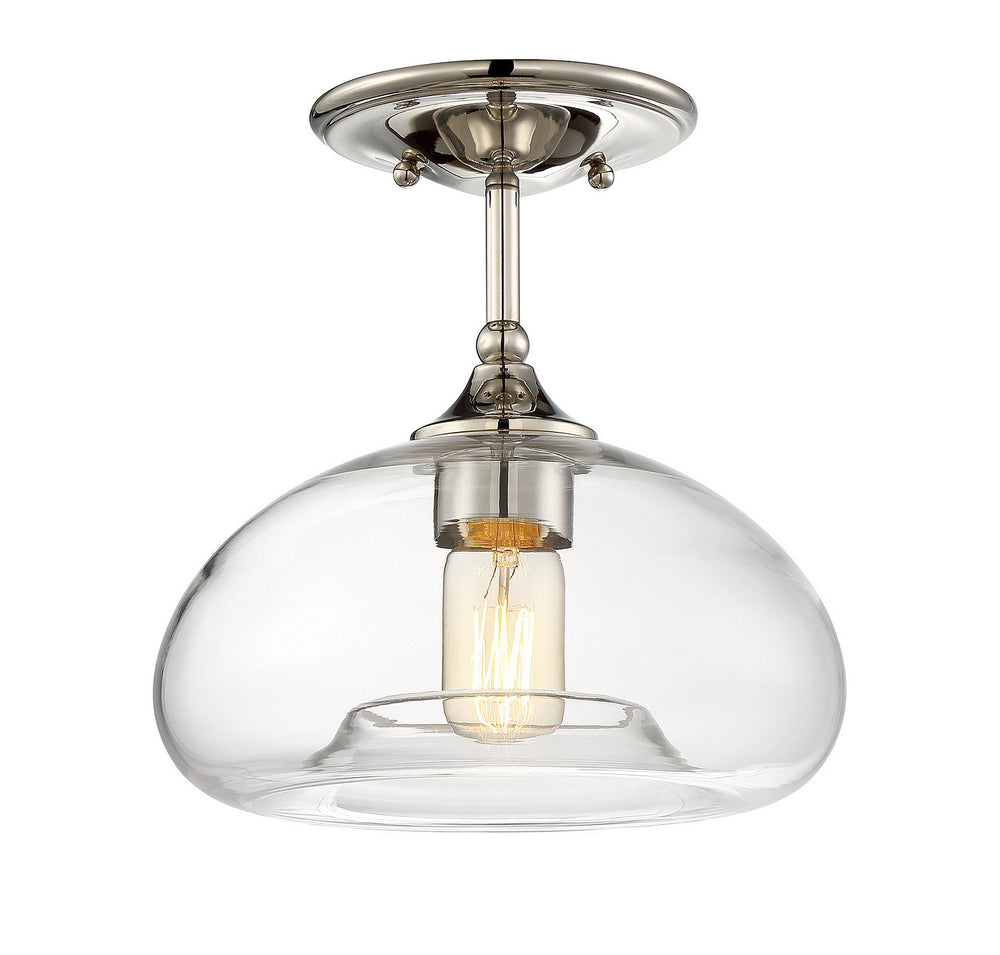 Meridian - One Light Semi-Flush Mount - Msemi - Polished Nickel- Union Lighting Luminaires Decor