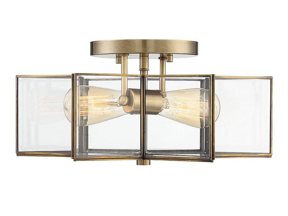 Meridian - Two Light Semi-Flush Mount - Msemi - Natural Brass- Union Lighting Luminaires Decor