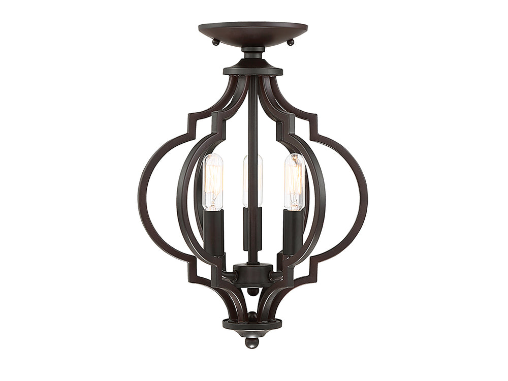 Meridian - Three Light Semi-Flush Mount - Msemi - Oil Rubbed Bronze- Union Lighting Luminaires Decor