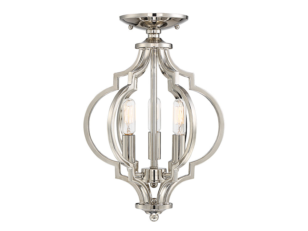 Meridian - Three Light Semi-Flush Mount - Msemi - Polished Nickel- Union Lighting Luminaires Decor