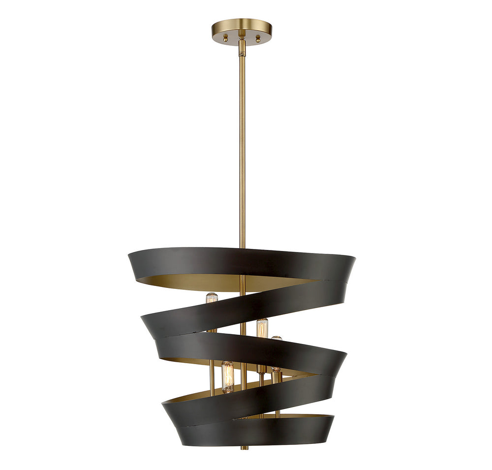 Meridian - Four Light Pendant - Mpend - Matte Black with Gold- Union Lighting Luminaires Decor