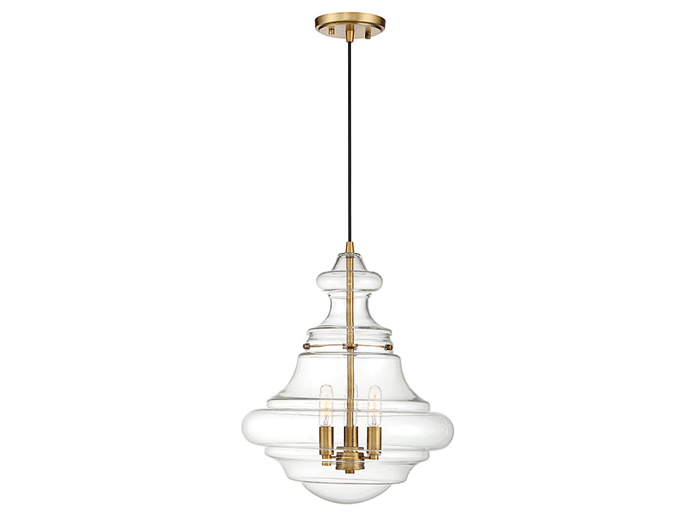 Meridian - Three Light Pendant - Mpend - Natural Brass- Union Lighting Luminaires Decor