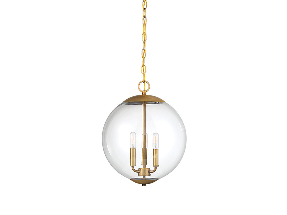 Meridian - Three Light Pendant - Mpend - Natural Brass- Union Lighting Luminaires Decor