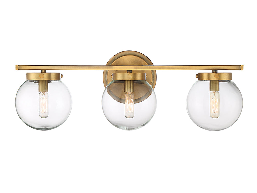 Meridian - Three Light Bathroom Vanity Light - Mbath - Natural Brass- Union Lighting Luminaires Decor