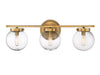 Meridian - Three Light Bathroom Vanity Light - Mbath - Natural Brass- Union Lighting Luminaires Decor