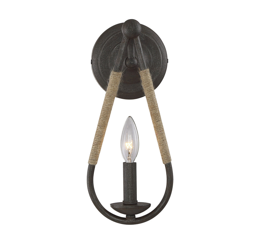 Meridian - One Light Wall Sconce - Mscon - Rusty Nail with Rope- Union Lighting Luminaires Decor
