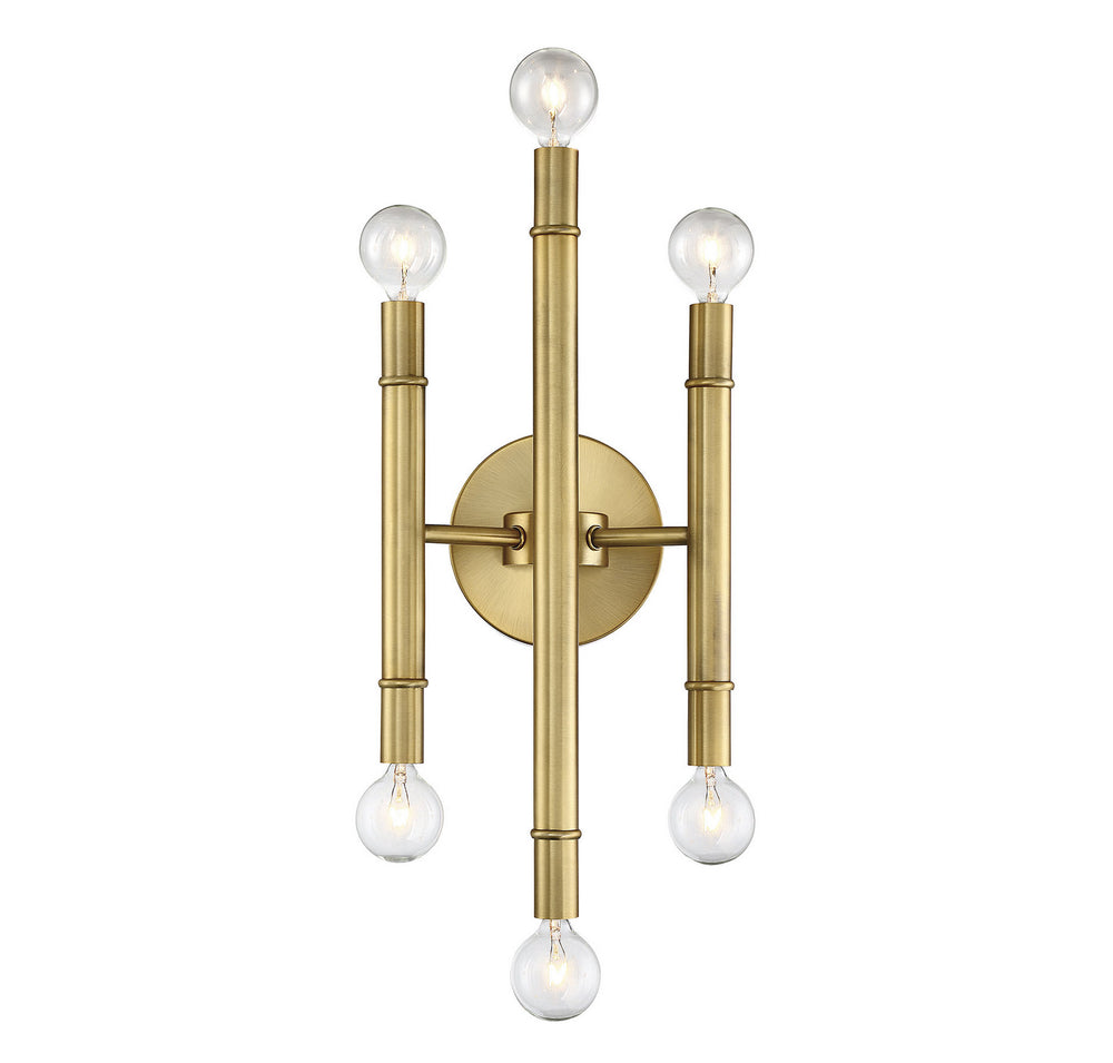 Meridian - Six Light Wall Sconce - Mscon - Natural Brass- Union Lighting Luminaires Decor