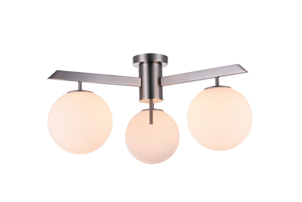 Bethel International Canada - Three Light Flush Mount - Shiny Nickel- Union Lighting Luminaires Decor