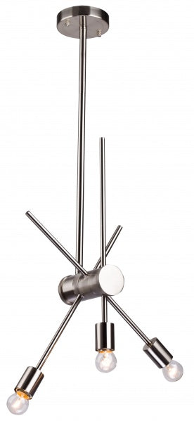 Bethel International Canada - Three Light Chandelier - Shiny Nickel- Union Lighting Luminaires Decor