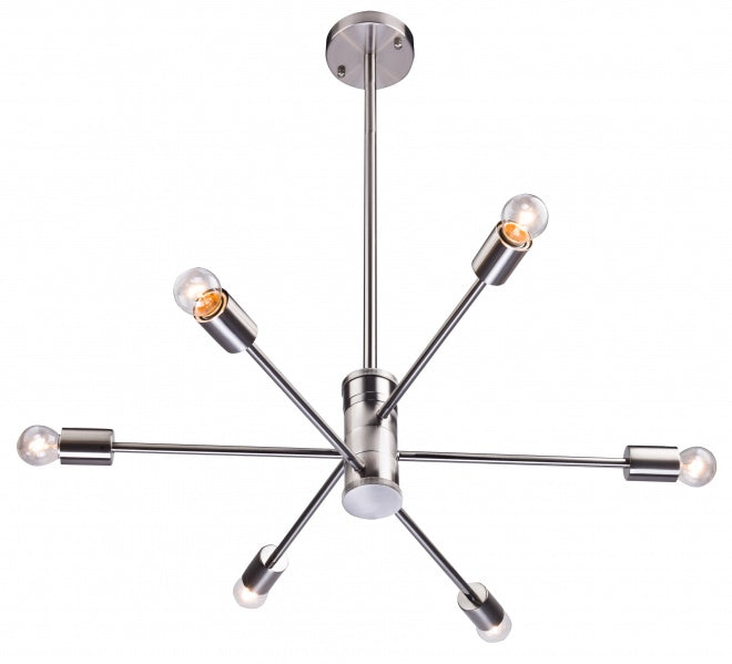 Bethel International Canada - Six Light Chandelier - Shiny Nickel- Union Lighting Luminaires Decor