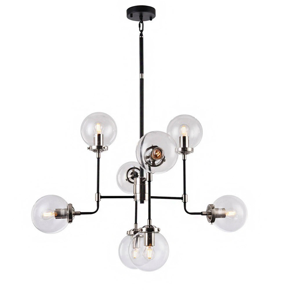 Bethel International Canada - Eight Light Chandelier - Polished Nickel & Black- Union Lighting Luminaires Decor