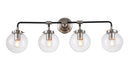 Bethel International Canada - Four Light Bathroom Vanity - Polished Nickel & Black- Union Lighting Luminaires Decor