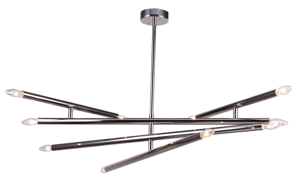 Bethel International Canada - Ten Light Chandelier - Shiny Nickel- Union Lighting Luminaires Decor