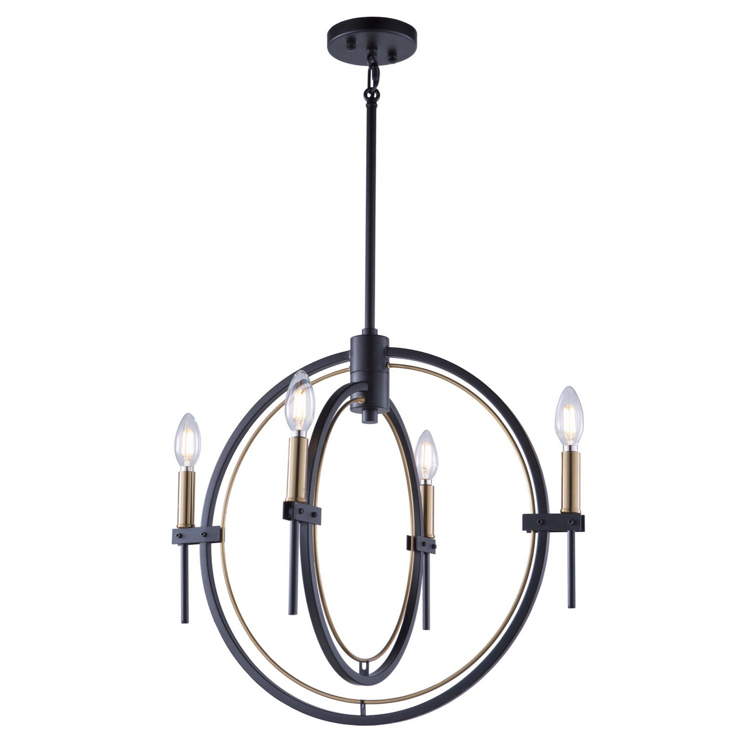 Artcraft Canada - Four Light Chandelier - Anglesey - Matte Black & Harvest Brass- Union Lighting Luminaires Decor