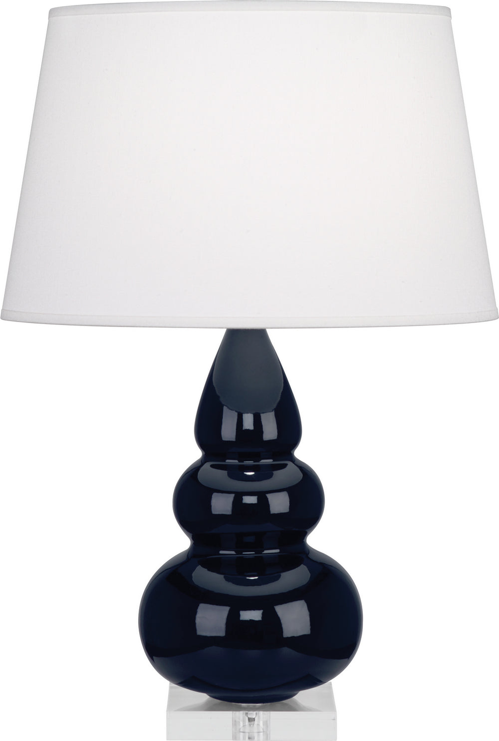 Robert Abbey - One Light Accent Lamp - Small Triple Gourd - Midnight Blue Glazed Ceramic w/Lucite Base- Union Lighting Luminaires Decor