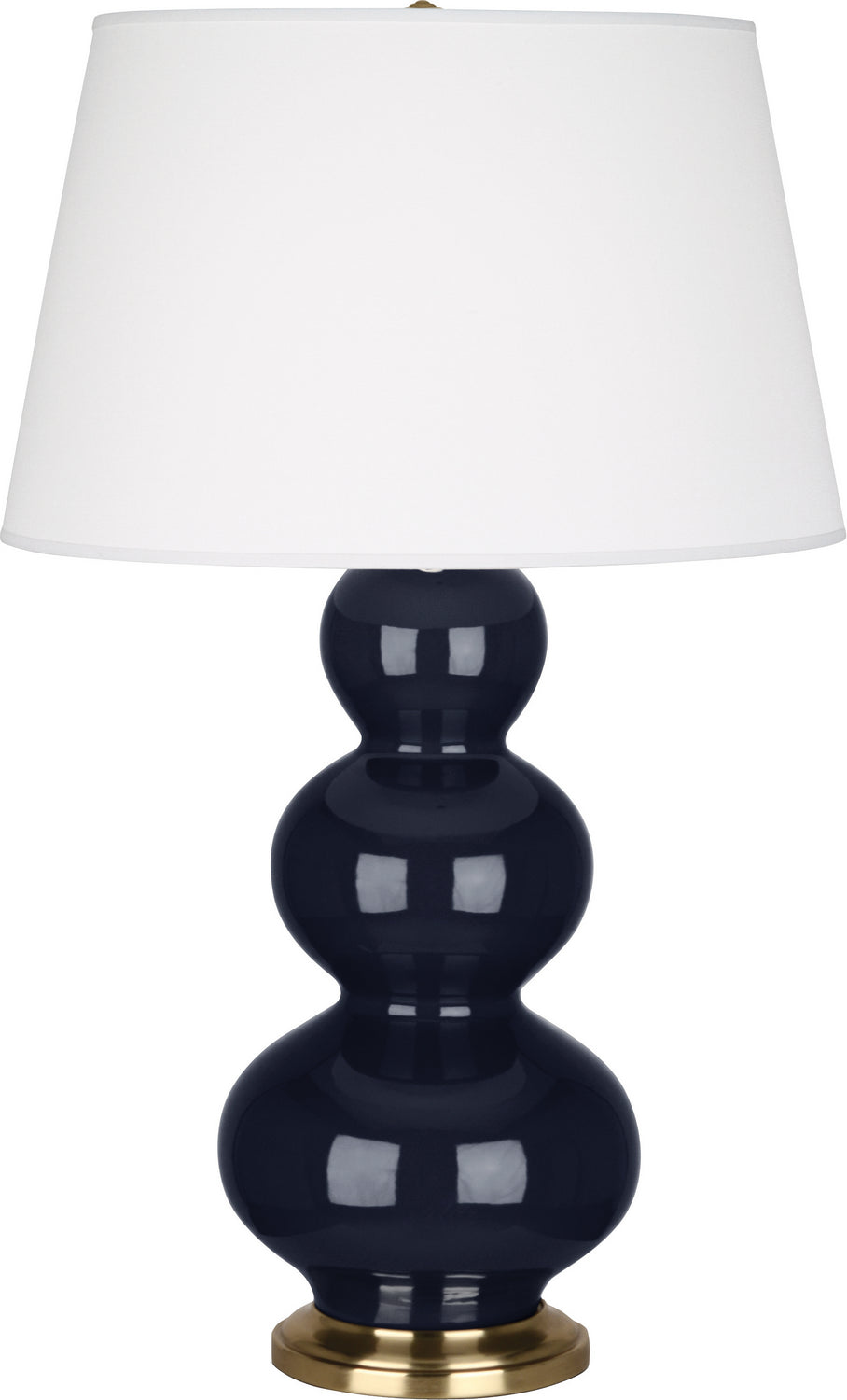 Robert Abbey - One Light Table Lamp - Triple Gourd - Midnight Blue Glazed Ceramic w/Antique Brass- Union Lighting Luminaires Decor