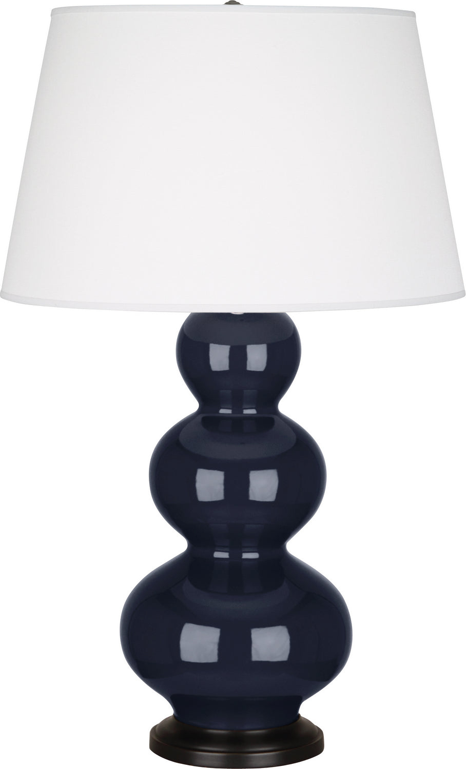 Robert Abbey - One Light Table Lamp - Triple Gourd - Midnight Blue Glazed Ceramic w/Deep Patina Bronze- Union Lighting Luminaires Decor