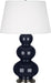 Robert Abbey - One Light Table Lamp - Triple Gourd - Midnight Blue Glazed Ceramic w/Antique Silver- Union Lighting Luminaires Decor