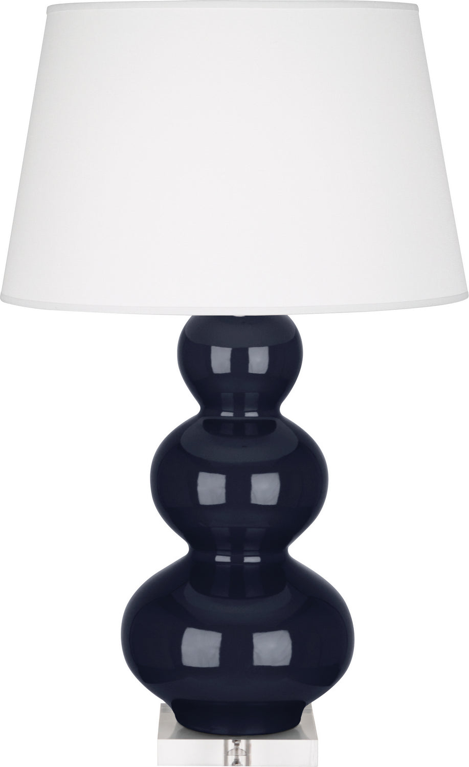 Robert Abbey - One Light Table Lamp - Triple Gourd - Midnight Blue Glazed Ceramic w/Lucite Base- Union Lighting Luminaires Decor