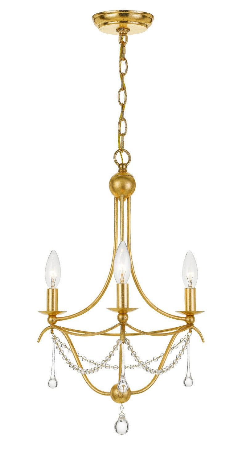 Crystorama - Three Light Mini Chandelier - Metro - Antique Gold- Union Lighting Luminaires Decor