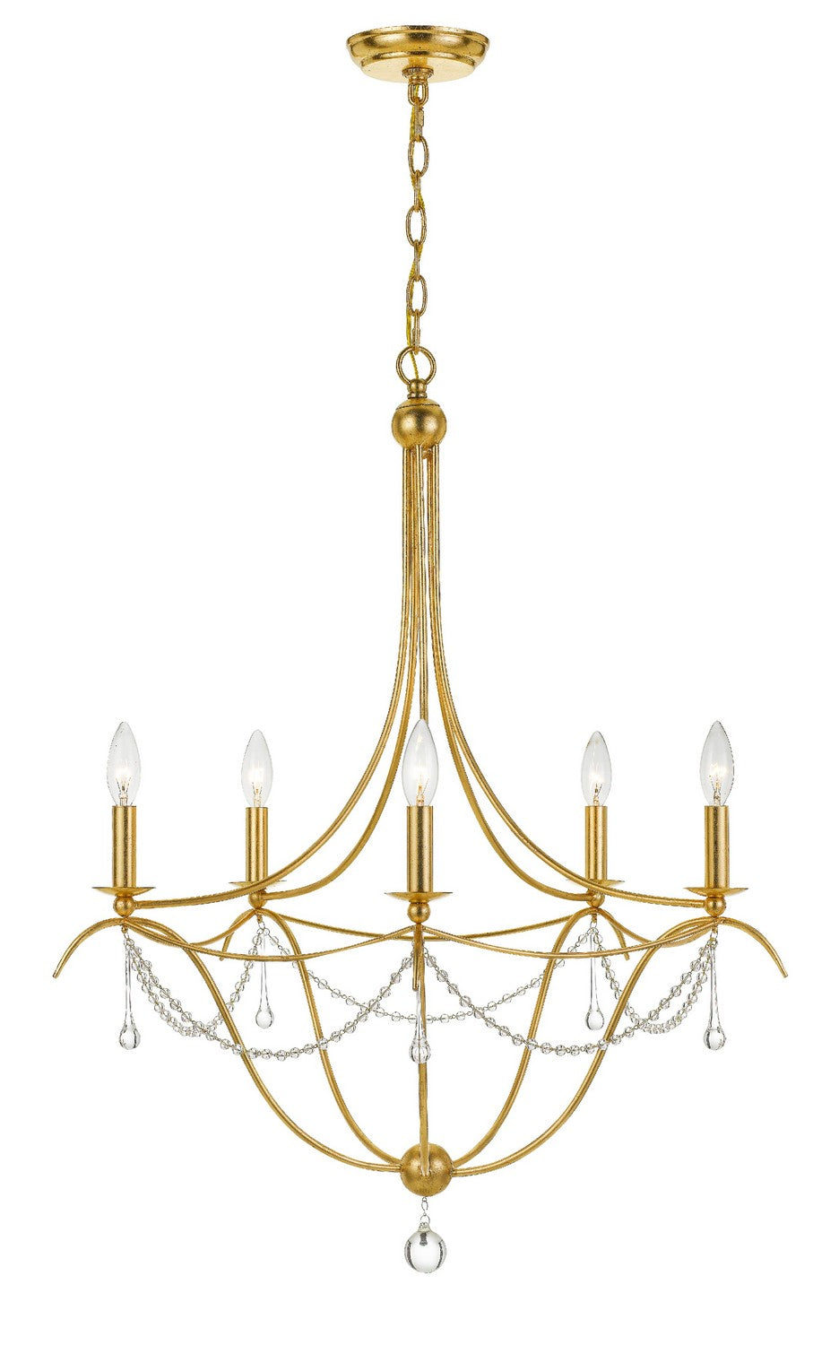 Crystorama - Five Light Chandelier - Metro - Antique Gold- Union Lighting Luminaires Decor