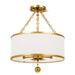 Crystorama - Three Light Semi Flush Mount - Broche - Antique Gold- Union Lighting Luminaires Decor