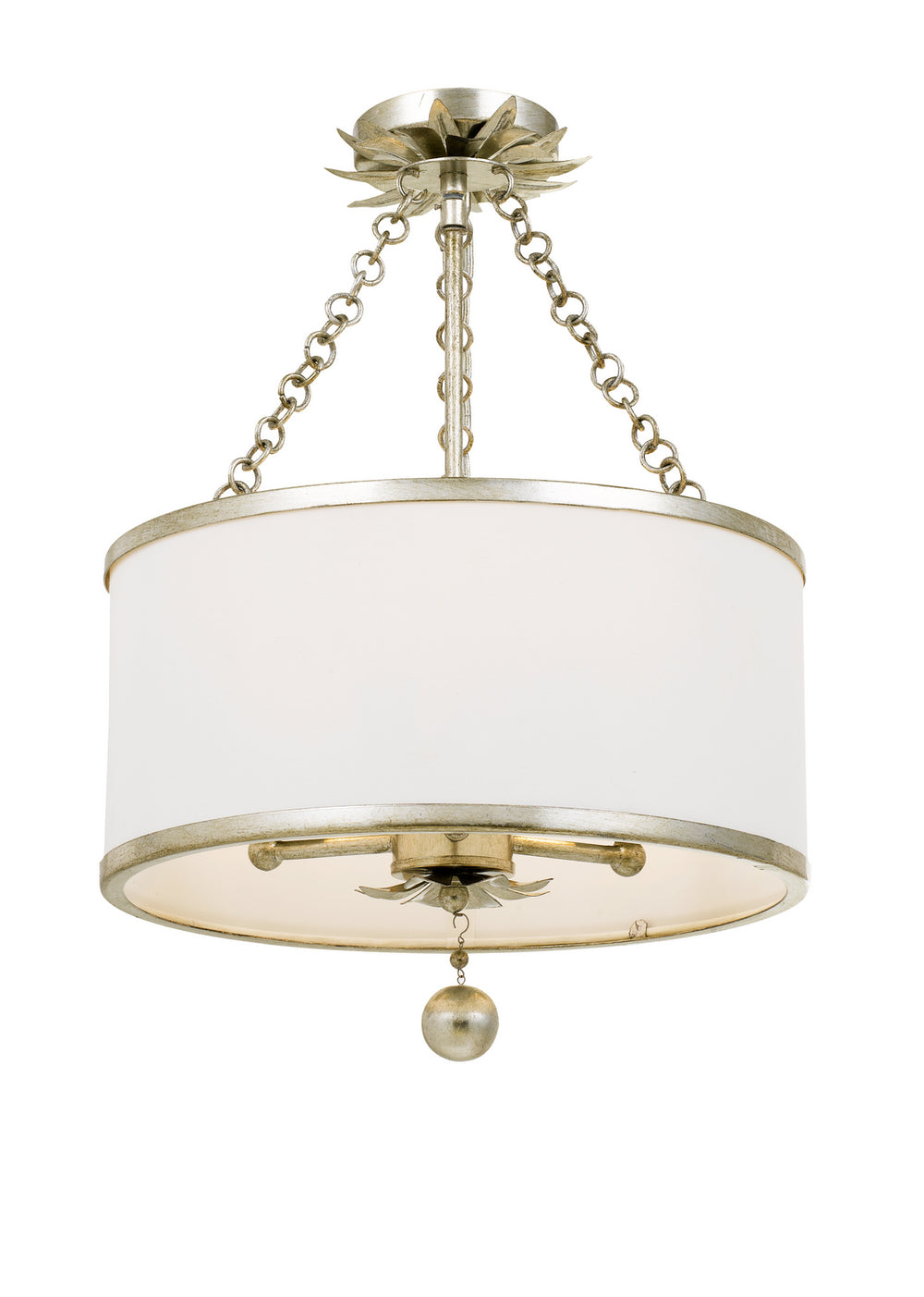 Crystorama - Three Light Semi Flush Mount - Broche - Antique Silver- Union Lighting Luminaires Decor