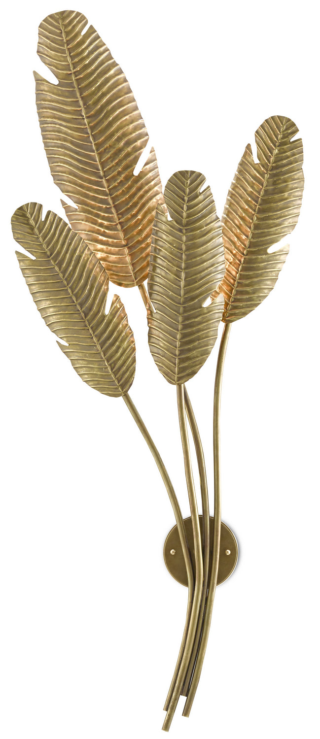 Currey and Company - Four Light Wall Sconce - Tropical Collection - Vintage Brass- Union Lighting Luminaires Decor
