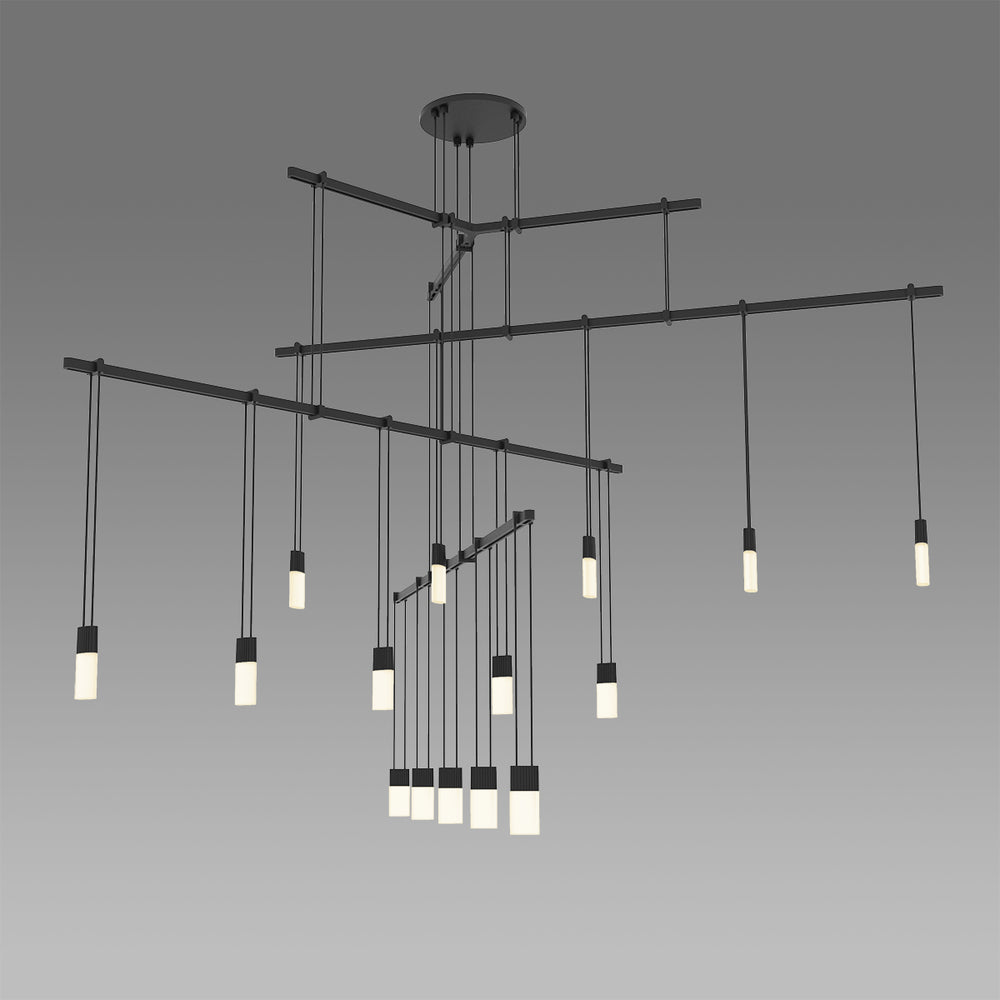 Sonneman - 15 Light Pendant - Suspenders - Satin Black- Union Lighting Luminaires Decor