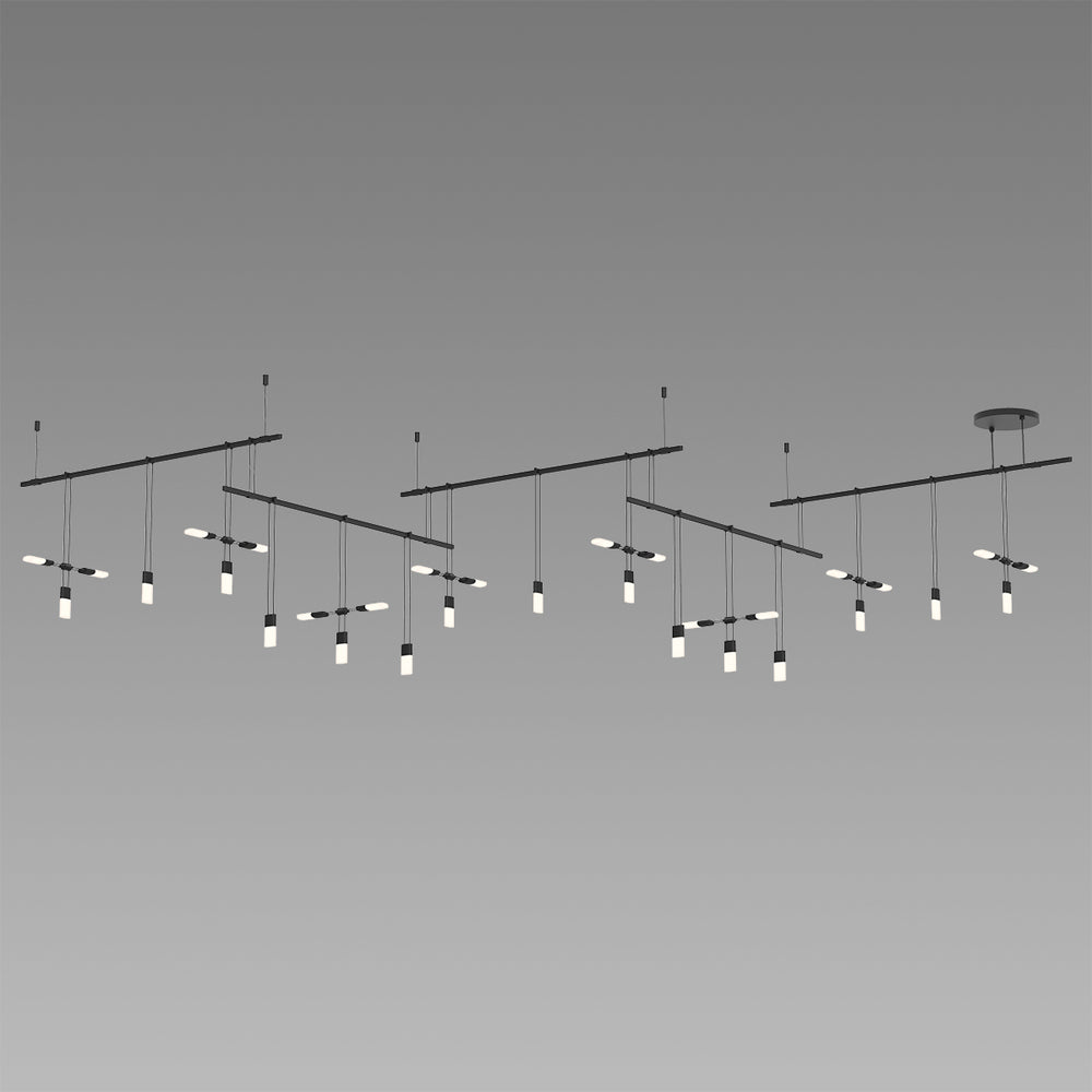 Sonneman - Seven Light Pendant - Suspenders - Satin Black- Union Lighting Luminaires Decor