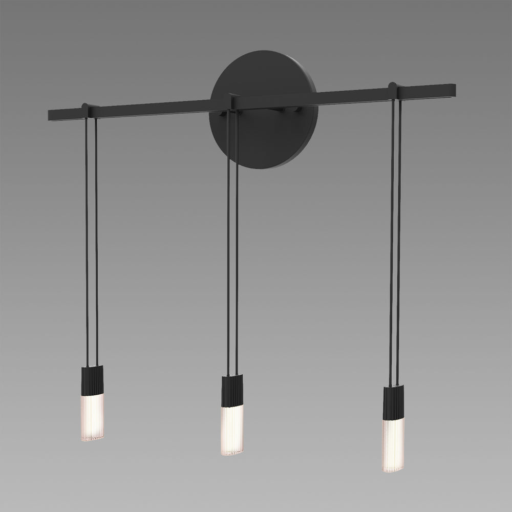 Sonneman - Three Light Bath Bar - Suspenders - Satin Black- Union Lighting Luminaires Decor